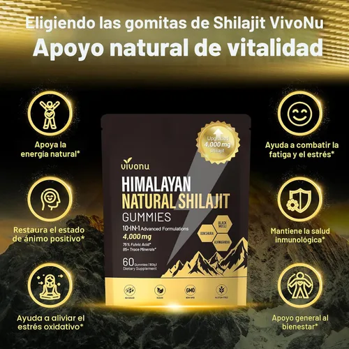 Vista 7 de Gomitas Shilajit, Shilajit para hombres y mujeres Fórmula 10 en 1 de alta potencia de 4000 mg con shilajit puro del Himalaya, Ashwagandha y 75%