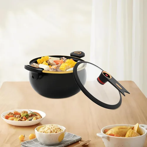 Vista 5 de Micro olla a presión, mini olla a presión multifuncional, 8L/8.45 cuartos de galón, hierro con revestimiento antiadherente, compatible con estufas