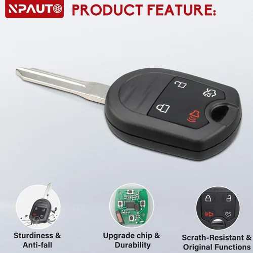 Vista 2 de NPAUTO Llavero de Repuesto Compatible con Ford Expedition Mustang Escape Fusion Edge Taurus Explorer 2003-2017, Mercury Sable, Lincoln Navigator
