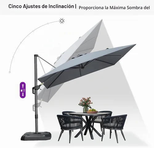 Vista 339 de PURPLE LEAF Paraguas al aire libre con base 8' x 8' protección solar verde Manzana Verde (Apple Green)