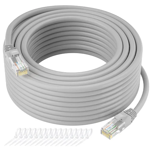 Vista 9 de Cable Ethernet Cat5e de 25 pies, cable de Internet Cat 5e largo, cable de conexión sin enganches negro, flexible, red, LAN, PoE, conector RJ45