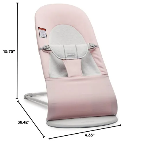 Vista 6 de BabyBjörn Bouncer Balance Soft, tejido/jersey, rosa claro/gris Asiento gorila ajustable 2 en 1 y silla para niños pequeños, recién nacido a niño