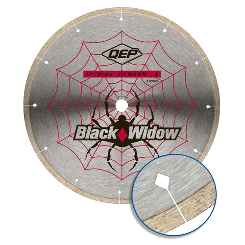 Vista 3 de QEP - Disco de diamante QEP 6-1008BW Black Widow, de 10 pulgadas con borde micro segmentado, mandril de 5/8 pulgadas, para corte en húmedo, máximo