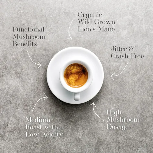 Vista 8 de Rå Hygge Organic Ground Lion’s Mane Mushroom Coffee - Medium Roast, 8 oz (16 Cups) - Focus & Cognitive Boost Coffee, Low-Acid & Jitter-Free