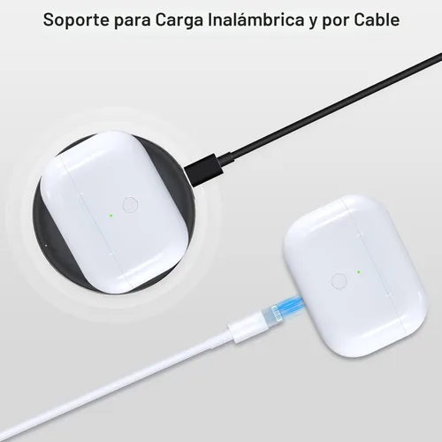 Vista 3 de Funda de carga inalámbrica de repuesto compatible con AirPods Pro de 1ª y 2ª generación, cargador AirPods Pro de 1ª y 2ª generación con botón