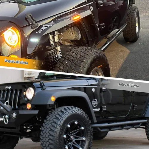 Vista 3 de Guardabarros WOLFSTORM para Wrangler JK 2007-2018 con luces LED DRL