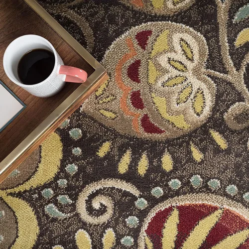 Vista 5 de Alfombras modernas de 5 x 7 para interiores, para sala de estar, comedor, dormitorio, cocina, entrada, alfombra contemporánea, marrón Marrón