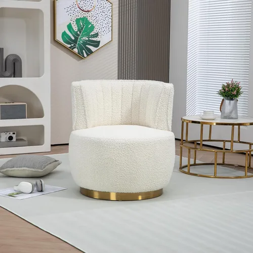 Vista 8 de Silla giratoria de terciopelo, sillón giratorio tapizado de 360 grados, moderno y cómodo sillón redondo para sala de estar pequeña, dormitorio Gris