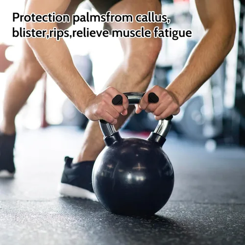 Vista 4 de Guantes de levantamiento de pesas para hombres y mujeres: Guantes de goma para gimnasio, levantamiento de pesas, agarre antideslizante