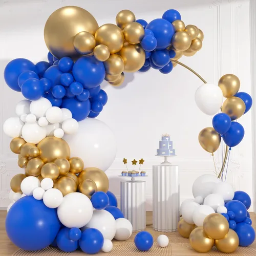 Vista 8 de Kit de arco de guirnalda de globos negros y dorados, 18, 12, 10, 5 pulgadas, globos de látex de confeti dorado metálico negro para decoraciones