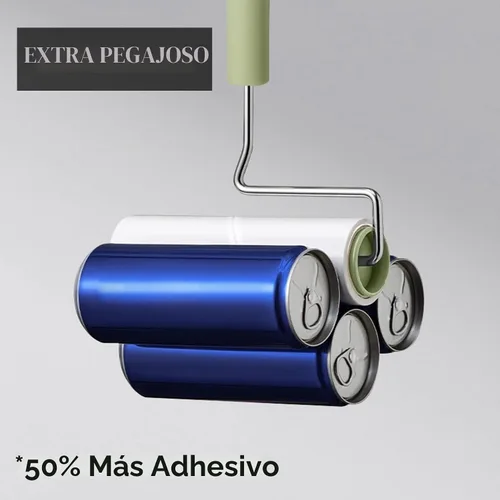 Vista 4 de Rodillo de pelusa extra pegajoso de gran superficie, rodillo de pelusa gigante de 6.3'' para pelo de mascotas, 270 hojas/ 3 recargas, removedor