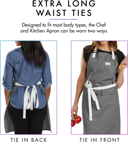 Vista 6 de Cosmic Aprons 34" x 26" Craft or Kitchen and Chef Aprons, and Cotton Chef Beanies with 9 to 12-Inch Base
