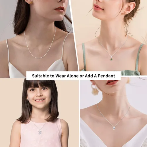 Vista 5 de Jewlpire 18k Gold Over 925 Sterling Silver Chain Necklace for Women Girls, 1.3mm Cable Chain Super Sturdy & Shiny Women's Chain Necklace