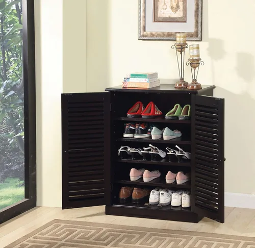 Vista 4 de Furniture of America Laires - Zapatero cerrado con 5 estantes, color espresso