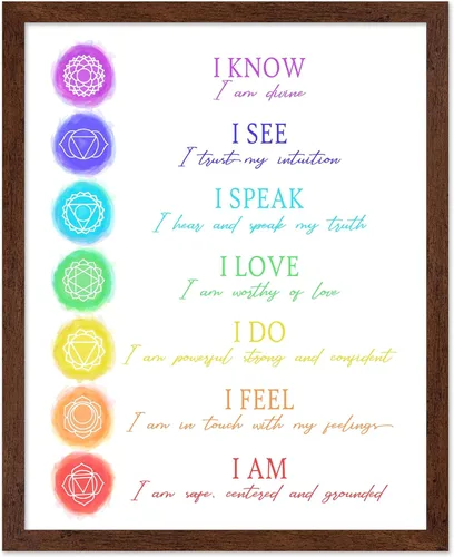 Vista 8 de Poster Master Póster de ilustración – 7 afirmaciones de chakras, yoga, meditación, curación, acuarela, regalo para artista, amigo, impresión