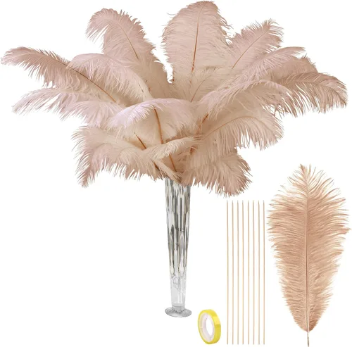 Vista 13 de VIJIV Plumas de avestruz grandes de color negro natural, 10 piezas, kit de fabricación de plumas de 28 pulgadas de largo para manualidades, flores
