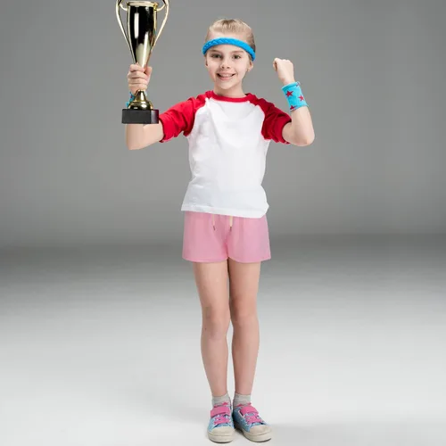 Vista 6 de Poroka Paquete de 5 pantalones cortos deportivos para niñas pantalones cortos de rendimiento activo para niños pantalones cortos deportivos