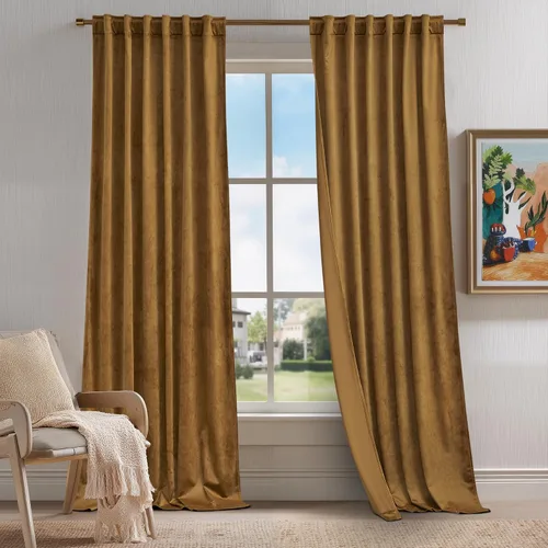 Vista 14 de KGORGE - Cortinas opacas de terciopelo beige de 84 pulgadas, 2 paneles para dormitorio