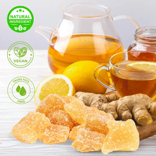 Vista 5 de It´s Delish - Trozos de jengibre Crystallized Jumbo, recipiente reutilizable de 2.5 libras Caramelos naturales masticables de jengibre seco
