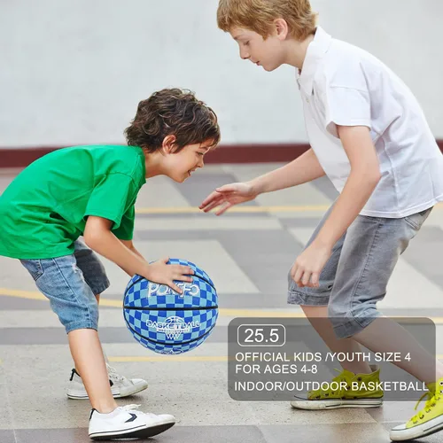 Vista 5 de Baloncesto para niños y jóvenes tamaño 5 (27.5") de goma premium para interiores y exteriores para niños y niñas, impermeable