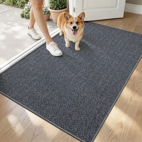 Vista 26 de LUMI Tapete ultradelgado para puerta de interior de 17 x 30 pulgadas, tapete de entrada antideslizante, tapete de perfil bajo, tapete de diseño