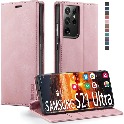 Vista 17 de Funda tipo cartera para Samsung Galaxy S21 5G con bloqueo RFID, color negro