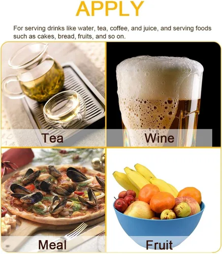 Vista 3 de Bandeja de té con forma rectangular de madera maciza versátil para té, café, aperitivos, comidas, bandeja para servir, platos de restaurante