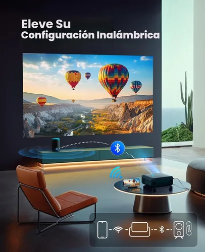 Vista 7 de [Built-in Apps/4K Support] Smart Outdoor Projector with WiFi and Bluetooth, Movie Projector, DoIby Audio with Dual Speaker, Auto Focus w