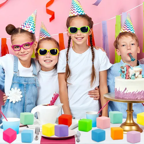 Vista 5 de Juguetes para ansiedad esponjosos, paquete de 24 bolas de cubo para el estrés, juguetes sensoriales a granel para niños y adultos, alivio
