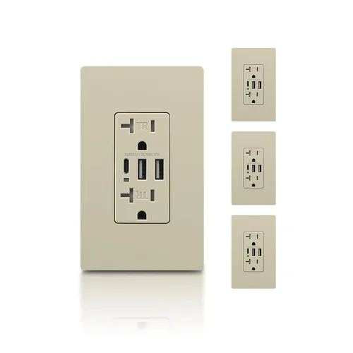 Vista 38 de TOPELER Toma de pared USB C negra, toma eléctrica de carga rápida de 30W 6.0Amp con 3 puertos USB (1*Tipo C y 2*Tipo A), receptáculo resistente a