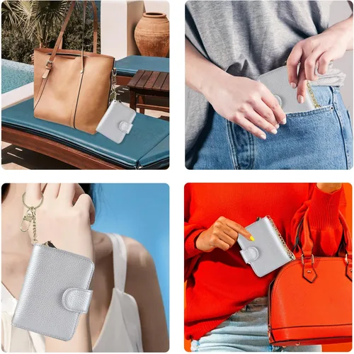 Vista 6 de Beurlike billetera de cuero, con tarjetero con bloqueo RFID, organizador, billetera segura para mujer