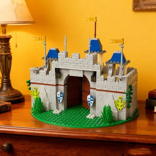Vista 3 de Set de Bloques de Construcción de Castillo de Caballero Medieval Usoway, Viene con 12 Figuras de Caballeros, Compatible con Juguetes Lego de Plaza