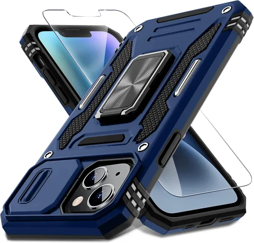Vista 20 de DEERLAMN Funda para iPhone Air de 6.5 pulgadas con cubierta deslizante para cámara + protector de pantalla (2 paquetes), soporte de anillo giratorio