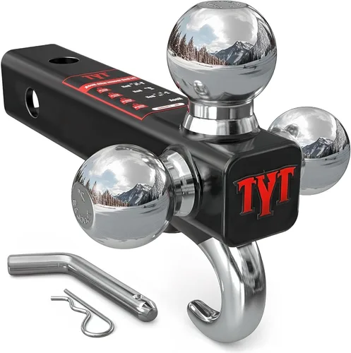 Vista 13 de TYT - Enganche de remolque ajustable de tres bolas para receptor de 2 pulgadas, caída/elevación de 4.5", bolas triples (1-7/8", 2", 2-5/16")