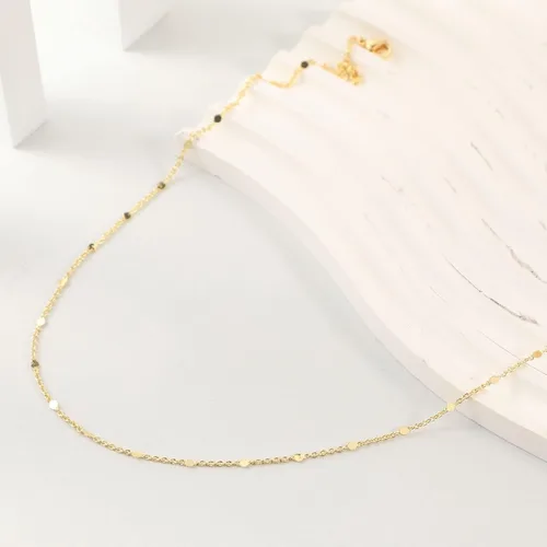Vista 6 de JECOMY Collar de oro de 14 quilates para mujer, delicado collar de cadena chapada en puntos brillantes satélite, gargantilla de satélite, collares