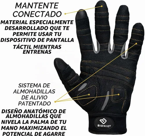 Vista 3 de Bionic Guantes de entrenamiento de gimnasio con dedos completos para mujer Beastmode