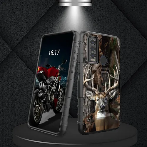 Vista 170 de Funda para AT&T Maestro Max 2021/Cricket Ovation 2 con protector de pantalla de vidrio templado, funda resistente con función atril integrada