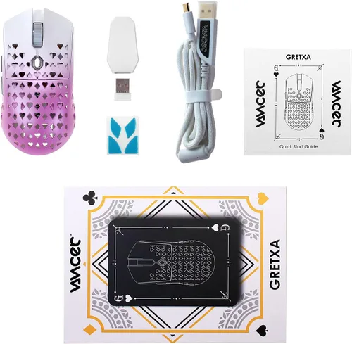Vista 7 de Vancer Gretxa - Mouse inalámbrico ultraligero para juegos con sensor 3370 PTFE 243oz color rosa desvanecido