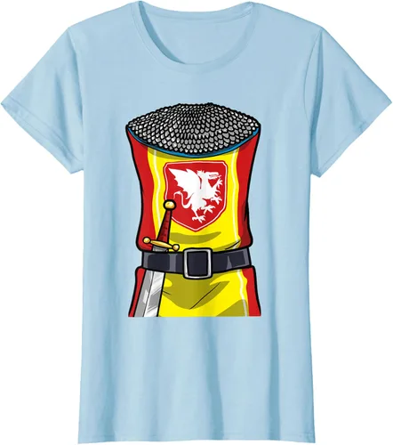 Vista 21 de Disfraz medieval de caballero de Halloween, camiseta para niños con espada de armadura, Negro, S