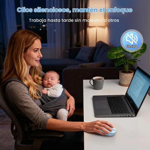 Vista 4 de TECKNET Ratón Inalámbrico Bluetooth (BT5.0/3.0 & 2.4G) Clic Silencioso Compacto y Portátil USB Óptico para Computadora, Ratón Bluetooth para Laptop
