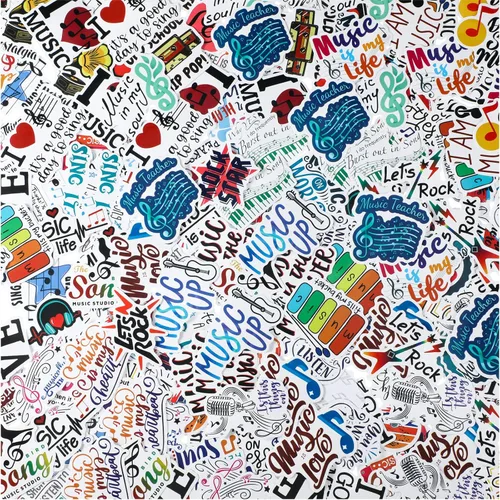 Vista 3 de 300 calcomanías musicales a granel para niños, calcomanías de banda de música de nota musical, calcomanías impermeables para botella de agua