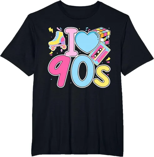 Vista 47 de I Love 90's Retro Style Nostalgia Vibe Funny 1990's Party T-Shirt Negro