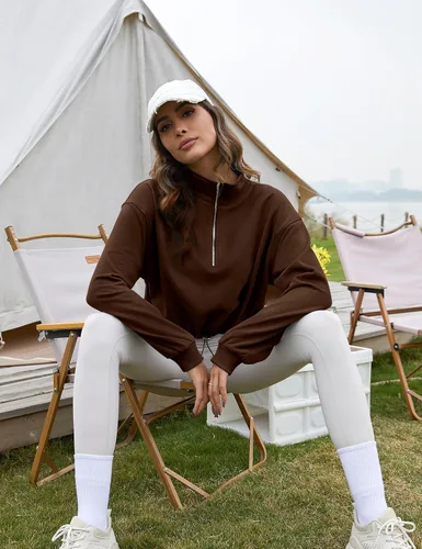 Vista 53 de Flygo Womens Half Zip Sweatshirts Stand Collar Activewear Running Workout Pullover Tops