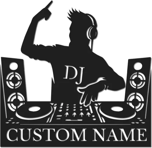 Vista 15 de Letrero de metal personalizado para DJ, arte de pared musical con nombre personalizado, decoración de estudio de disc jockey, regalo temático