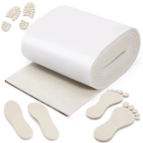 Vista 8 de Pllieay Adhesive Felt Premium Grade, Orthopedic Felt Roll 1/4" x 6" x2.5yd Light Brown Felt Sheets, Quality Rayon Blend Adhesive Felt Roll for