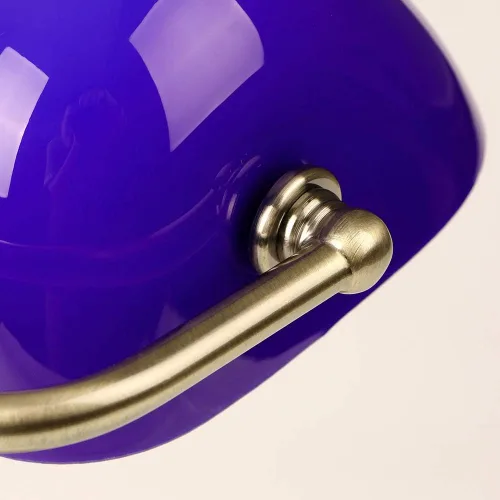 Vista 7 de FIRVRE Lámpara de escritorio de banqueros de cristal azul, lámpara de mesa ejecutiva brillante con interruptor de cadena de tracción, lámpara