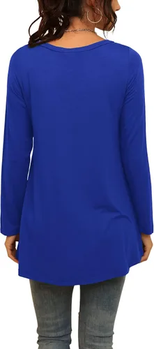 Vista 60 de AWULIFFAN Blusa tipo túnica holgada de manga larga con cuello redondo para mujer