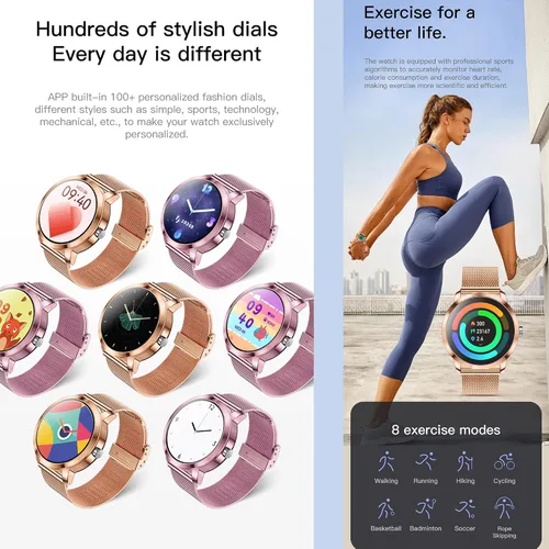 Vista 7 de Reloj inteligente (respuesta/haz llamadas) para mujer, reloj inteligente AMOLED de 1.27 pulgadas para iPhone Android, rastreador de actividad