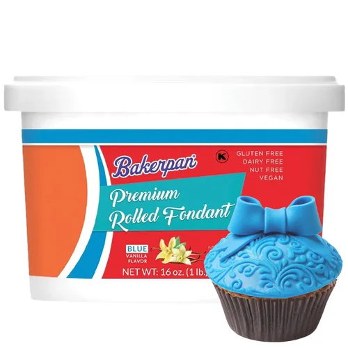 Vista 12 de Bakerpan Fondant negro enrollado prémium para decoración de pasteles, 1 libra, sabor vainilla