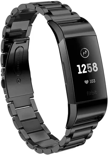 Vista 3 de Maxjoy Bandas de carga compatibles con Fitbit: Correa de metal Charge 4/3 SE, repuesto de correa de pulsera de acero inoxidable, tamaños